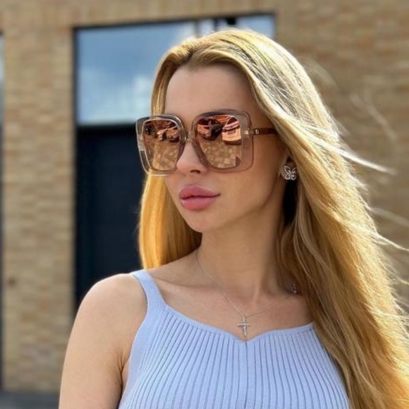 NEW GUCCI SQUARE WOMEN BEIGE GG1314S 005  SUNGLASSES - Picture 3 of 6